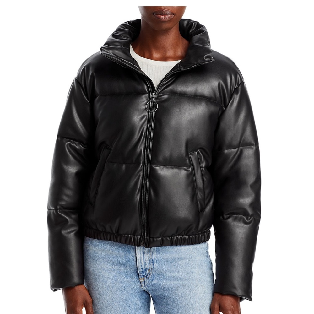 Faux Leather Puffer Jacket